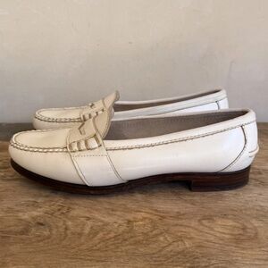 RALPH LAUREN Vtg White Leather Loafer Woman’s Sz 9.5B Bench Made Maine USA RARE!